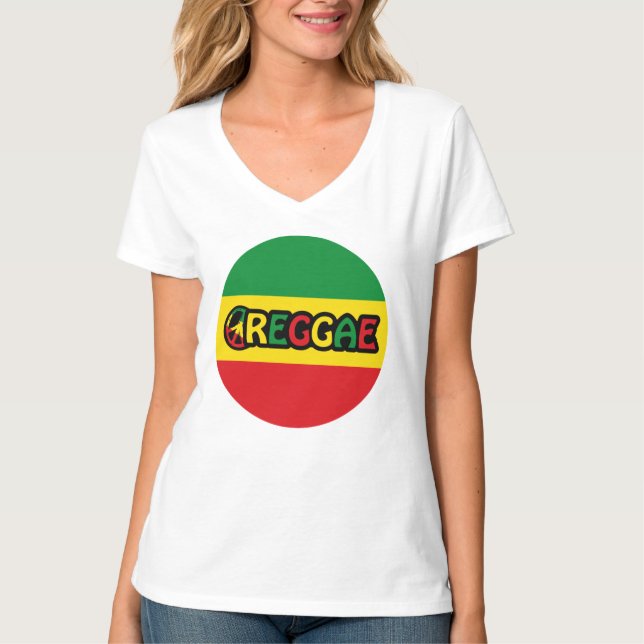 T-shirt Design de reggae avec couleurs de drapeau reggae (Devant)