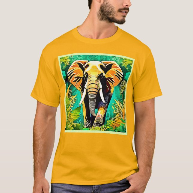 T-shirt Design de scène Eléphant de la Jungle (Devant)