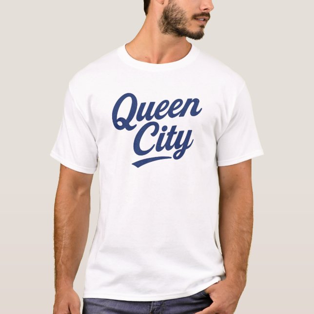 T-shirt Design de script rétro de Queen City Charlotte NC  (Devant)
