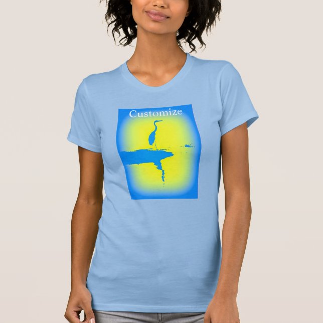 T-shirt Design de soleil de héron bleu (Devant)