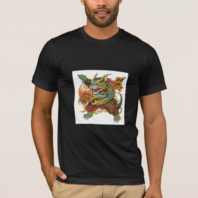 T-shirt Design de tatouage de dragon de fer (Devant)