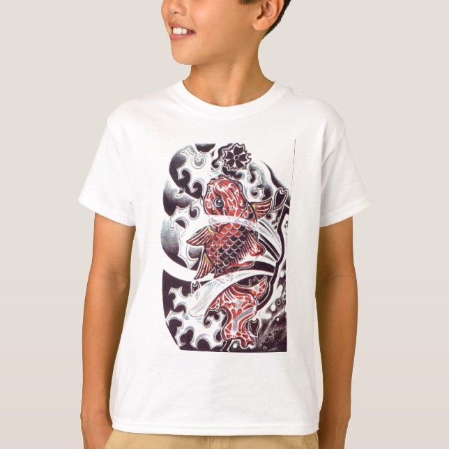 T-shirt Design de tatouage Koi rouge (Devant)