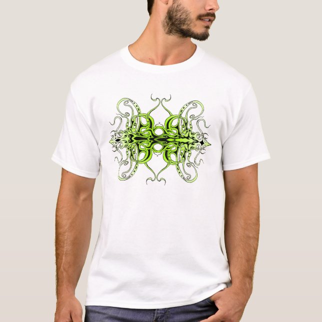 T-shirt Design de tatouage Tribal Personnalisé Vert (Devant)