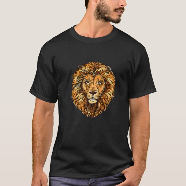 T-shirt Design de tête de lion cool (Devant)
