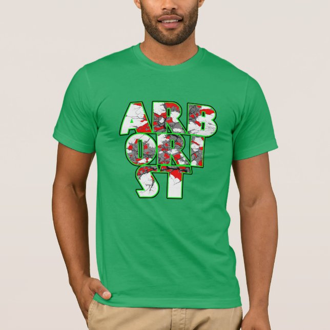T-shirt Design de texte Cool arboriste vert et rouge (Devant)
