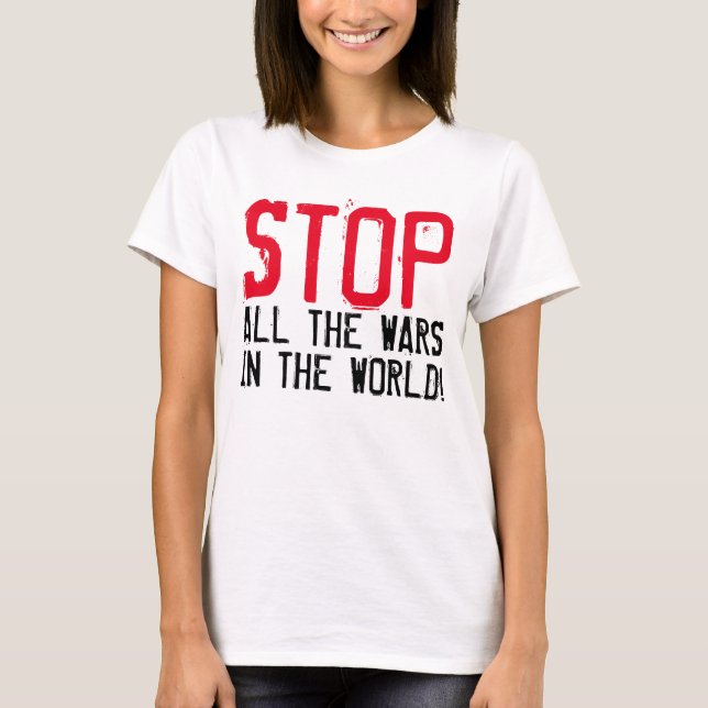 T-shirt Design de texte simple "STOP ALL WARS" (Devant)