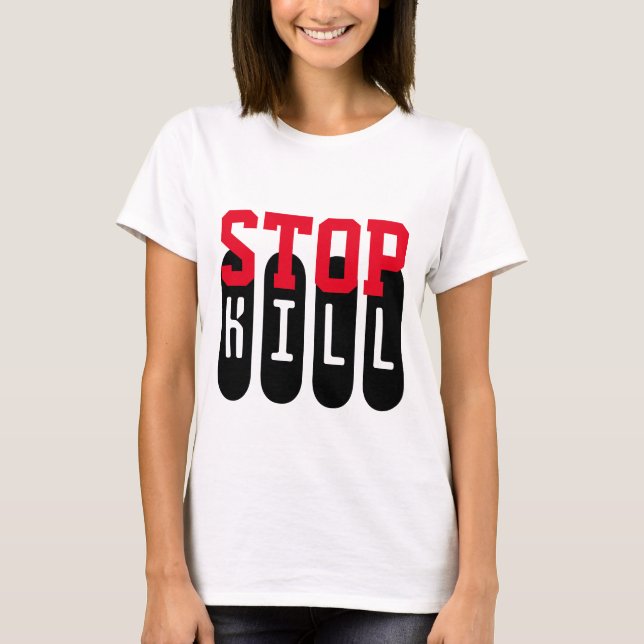 T-shirt Design de texte simple "STOP KILL" (Devant)