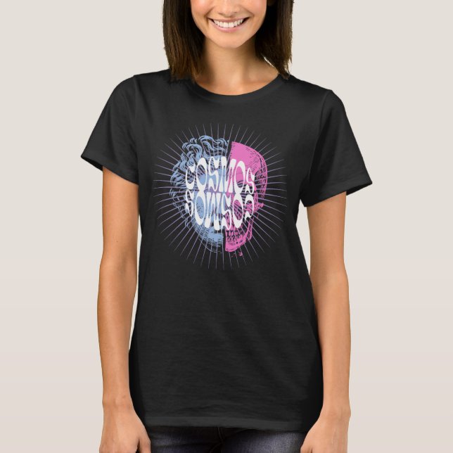 T-shirt Design de typographie du crâne cosmique (Devant)