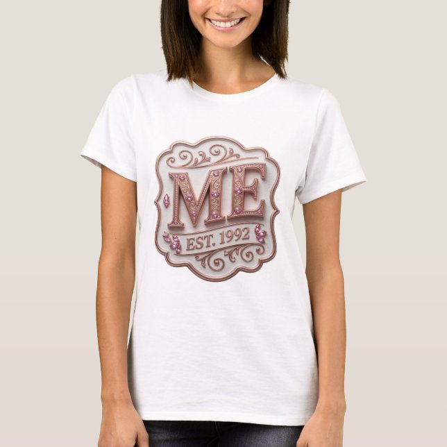 T-shirt Design Déclaration Or ME EST 1992 Élégant (Devant)