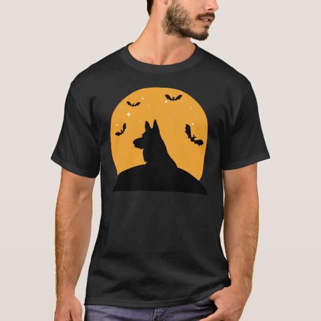 T-shirt Design d'Halloween berger allemand (Devant)