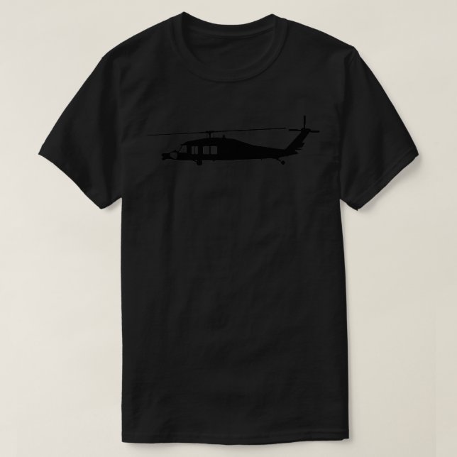 T-shirt Design d'hélicoptère Blackhawk en noir sur un auto (Design devant)