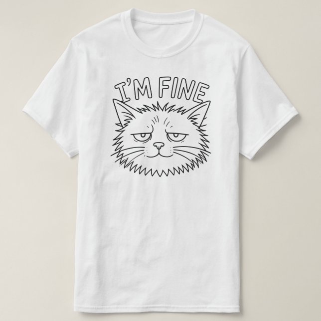 T-shirt Design d'humeur de chat minimal Je vais bien (Design devant)
