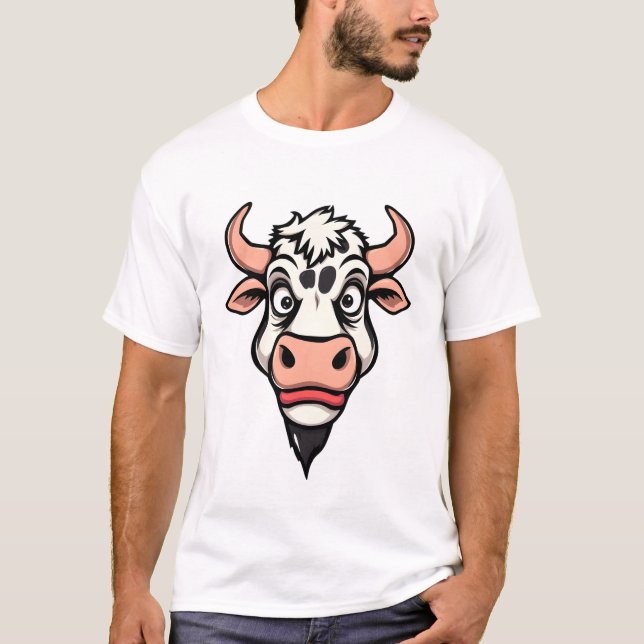 T-shirt Design d'impression de vache de dessin (Devant)