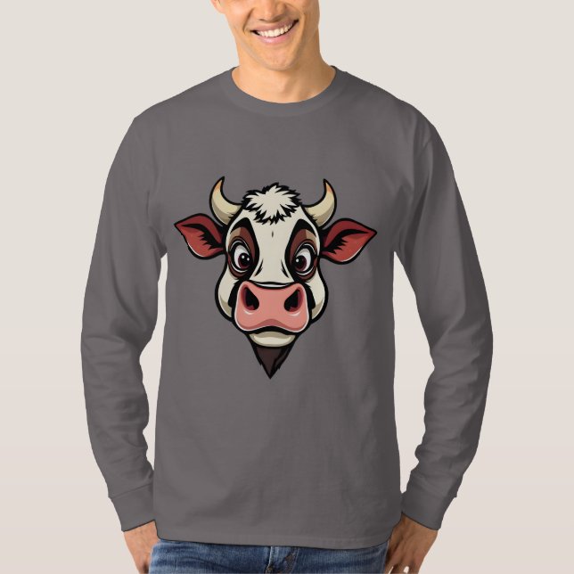 T-shirt Design d'impression de vache de dessin (Devant)