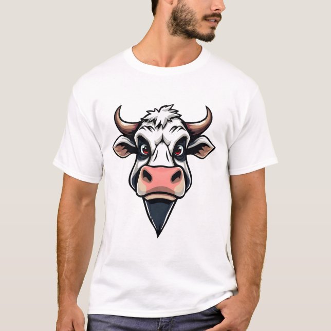 T-shirt Design d'impression de vache de dessin (Devant)