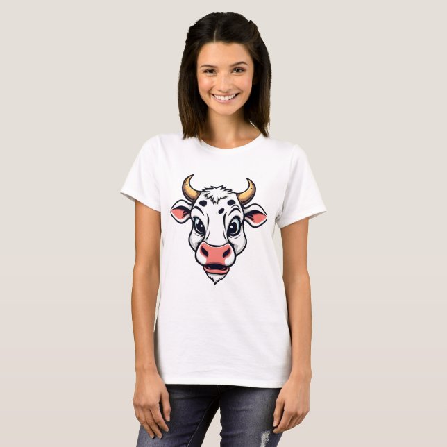T-shirt Design d'impression de vache de dessin (Devant entier)