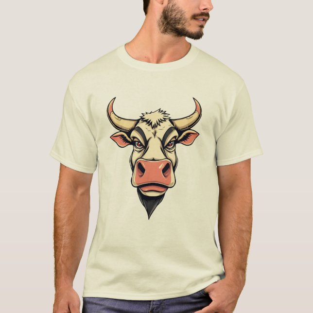 T-shirt Design d'impression de vache de dessin (Devant)