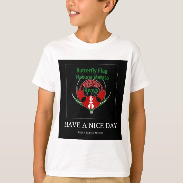 T-shirt Design du Bouclier kenyan : Drapeau de papillon. (Devant)