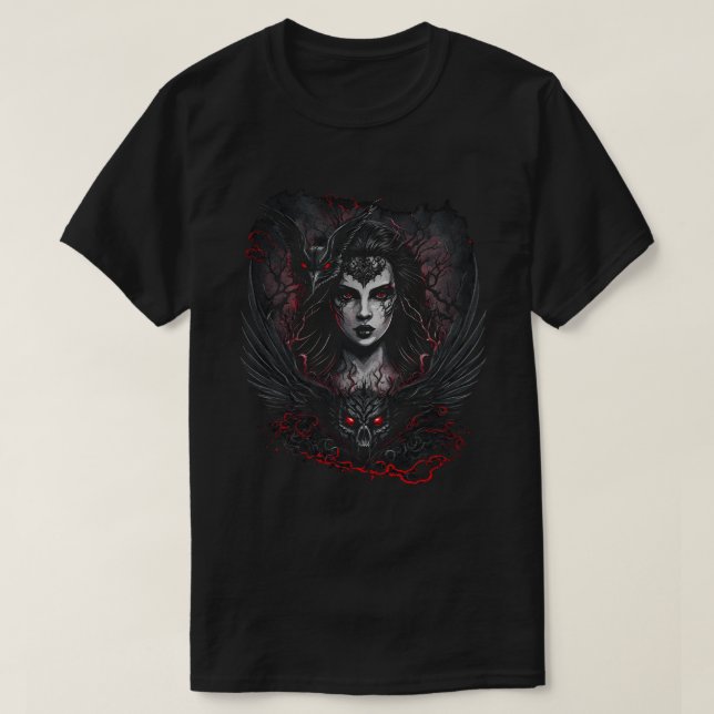 T-shirt Design d'une fille gothique et d'un démon maléfiqu (Design devant)