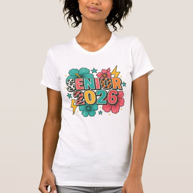 T-shirt Design Éclair Floral Gras Senior 2026 (Devant)