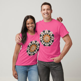 T-shirt Design élégant de fleurs Mandala rouge, bleu et cr