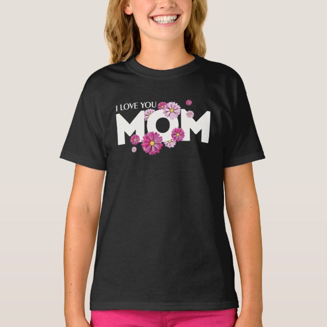 T-shirt Design élégant I Love Maman Texte pour les mères j (Devant)