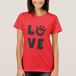 T-shirt Design en forme de cœur avec empreinte de patte de