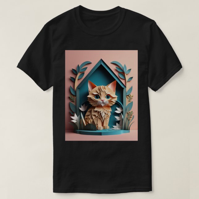 T-shirt design en papier 3D Art Kitten (Design devant)
