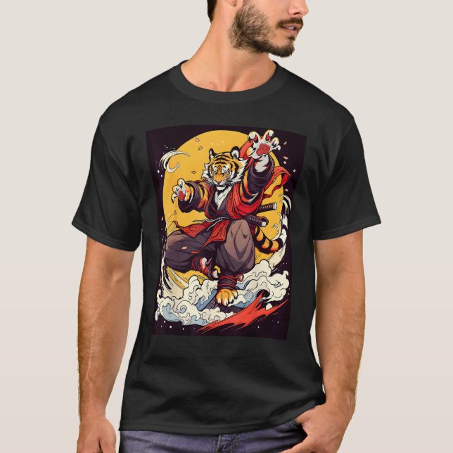 T-shirt Design Featuring a Majestic Tiger in the World of  (Devant)