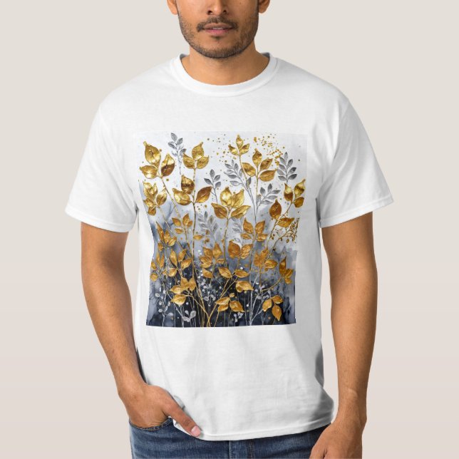 T-shirt Design Feuille d'or décoratif #1 (Devant)