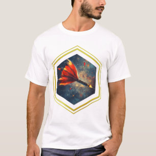 T-shirt Design fléchette feu spatial cadre doré stylé