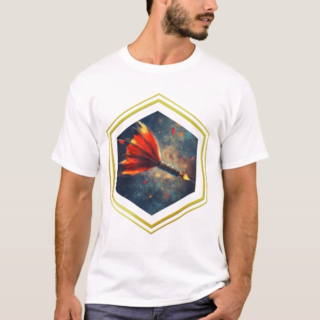 T-shirt Design fléchette feu spatial cadre doré stylé (Devant)