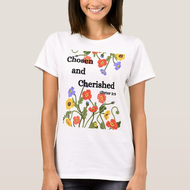 T-shirt Design floral avec verset bible (Devant)