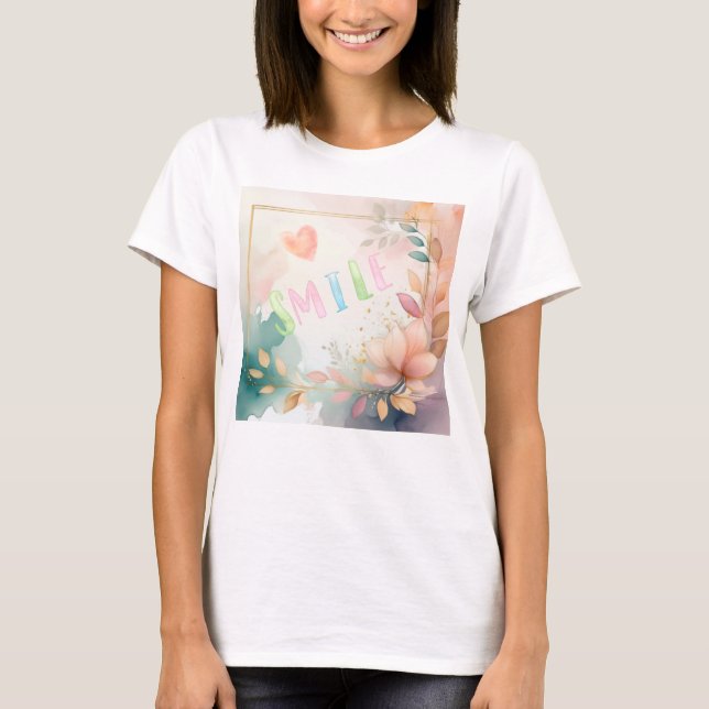 T-shirt Design floral inspiré "sourire" (Devant)