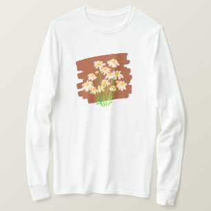 T-shirt Design floral rustique sur arrière - plan brun