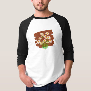 T-shirt Design floral rustique sur arrière - plan brun