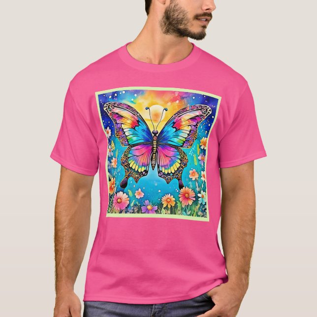 T-shirt Design floral vibreur papillon (Devant)