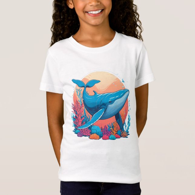 T-Shirt Design Graphique Coloré D'Une Baleine (Devant)