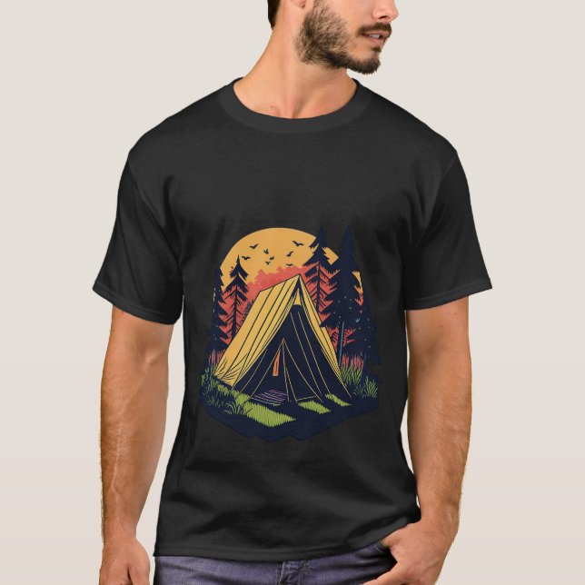 t-shirt design graphique, design plat d'une tente  (Devant)