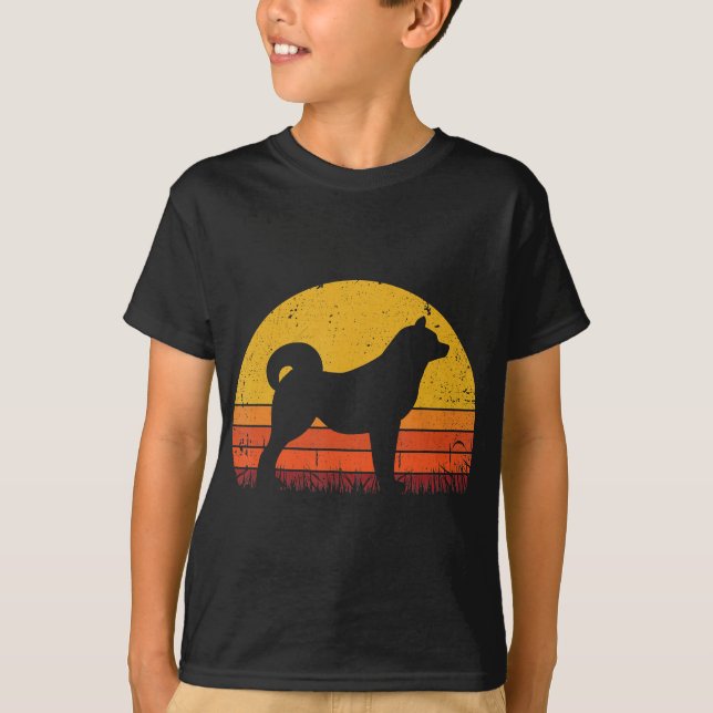 T-shirt Design graphique Shiba Inu coucher de soleil Vinta (Devant)