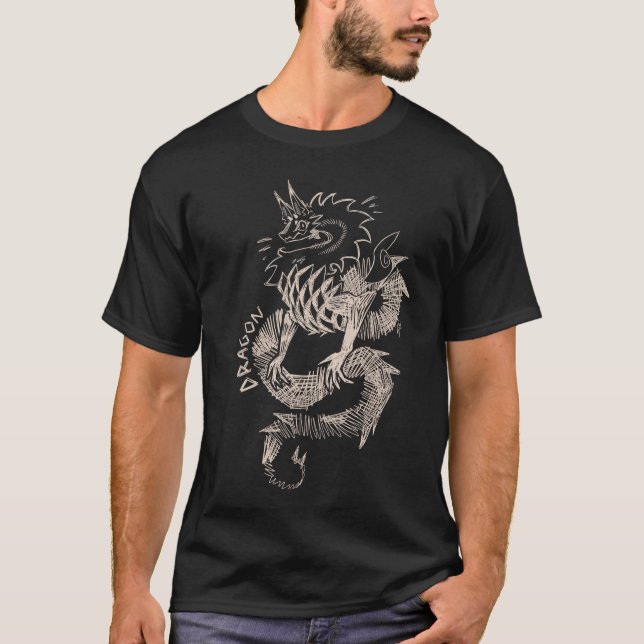 T-shirt Design graphique White Dragon Sketch (Devant)