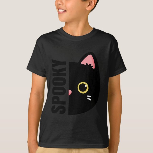 T-shirt Design Halloween Chat Noir Mignon Épouvantable pou (Devant)
