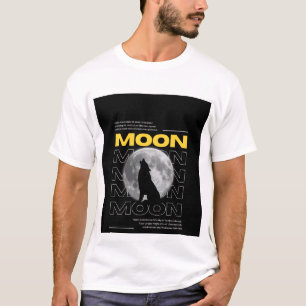 T-shirt design loup et lune