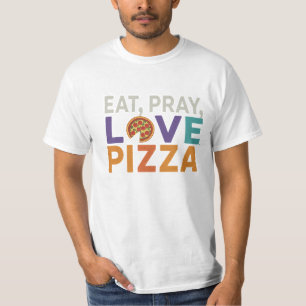 T-shirt design mangez prier amour pizza