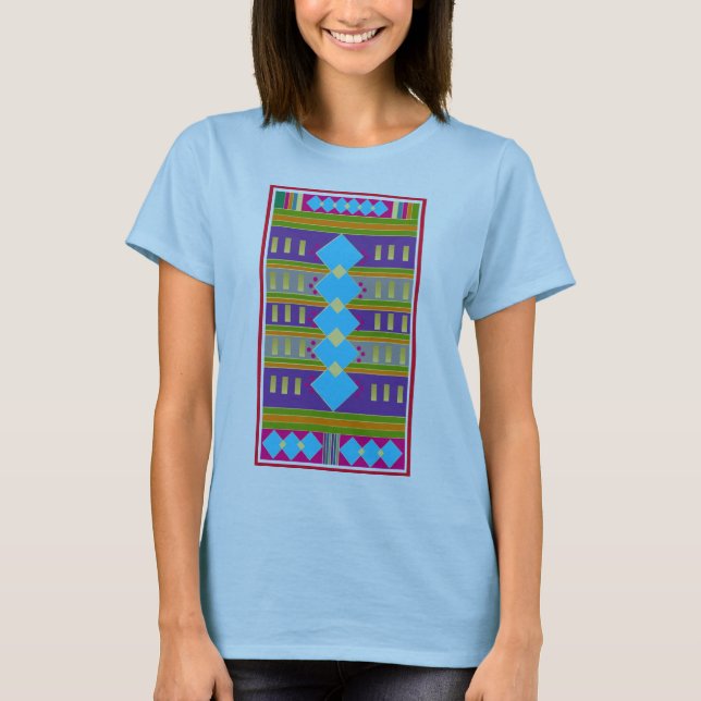 T-shirt Design multicolore Abstrait avec diamants bleus (Devant)