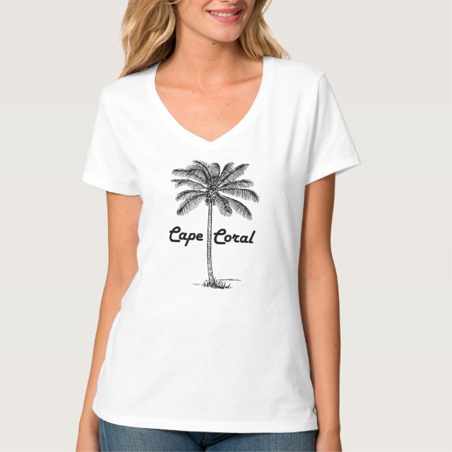 T-shirt Design noir et blanc Cape Coral & Palm (Devant)