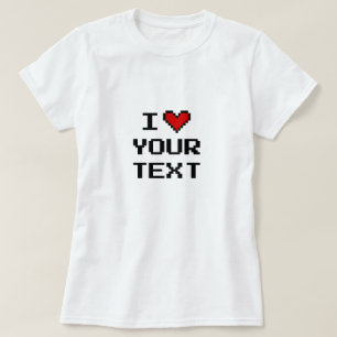 T-shirt design numérique i coeur pixel pour femmes