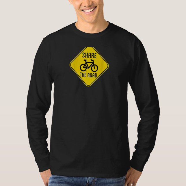 T-shirt Design On Back Share The Road Sign With Bicycle (Devant)