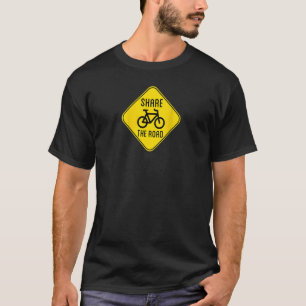 T-shirt Design On Back Share The Road Sign With Bicycle