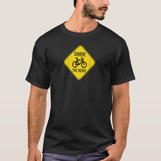 T-shirt Design On Back Share The Road Sign With Bicycle (Devant)